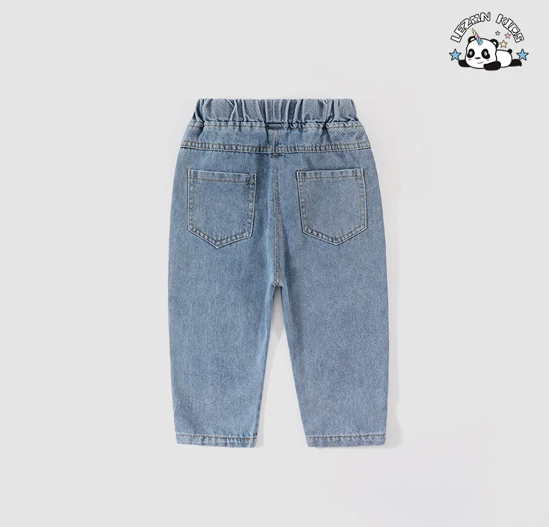 LEZONKIDS - Calças de jeans infantis personalizadas com impressão do desenho Sesame Street para uso diário